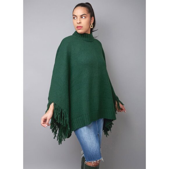 Taupe Stylish Draped Cape Poncho Cloak - Picture 6 of 9